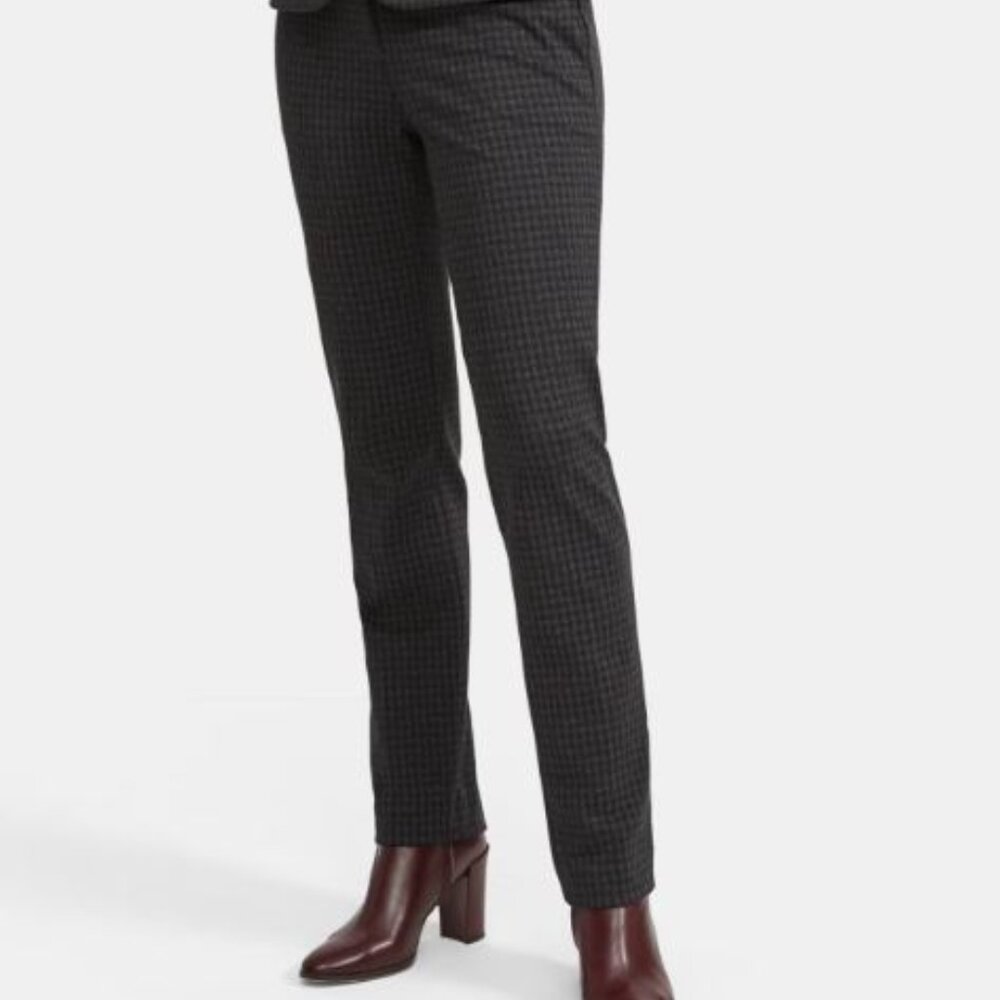 THEORY Gray & Black Hound Knit Twill Tailored Trousers | SZ 2